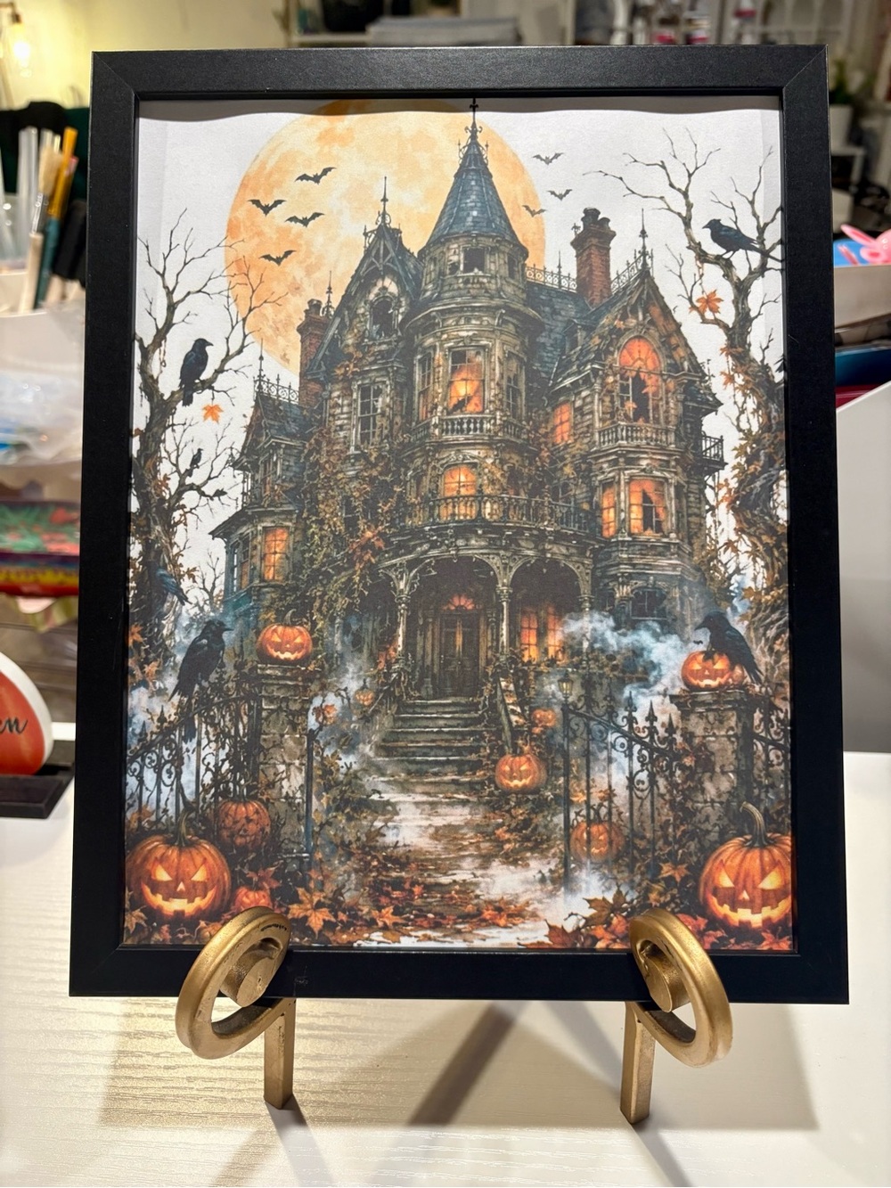Framed Spooky Manor 8x10 Halloween Art Print